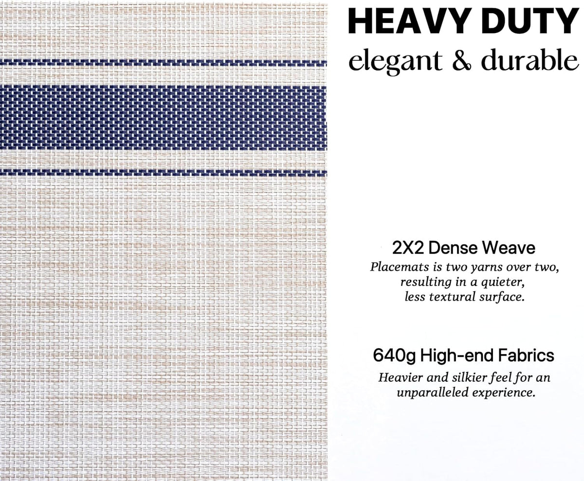 LEXMORE Placemats Set of 6 Vinyl/Plastic Woven Place Mats for Kitchen Table Indoor/Outdoor Washable