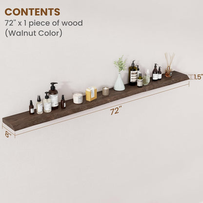 Floating Shelves for Wall Decor, Rustic Solid Elm Wood Floating Shelves Wall Mounted, Wall Shelves