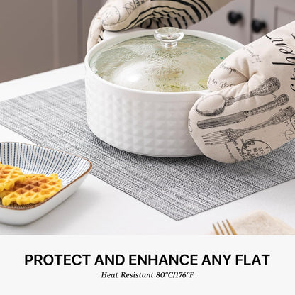 LEXMORE Placemats Set of 6 Vinyl/Plastic Woven Place Mats for Kitchen Table Indoor/Outdoor Washable