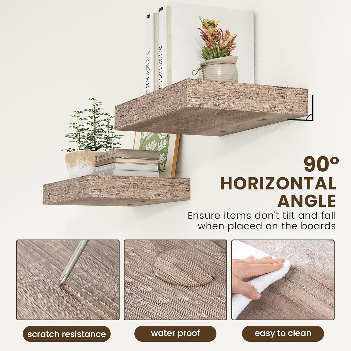 Deep Floating Shelves for Wall | 16 Inch Wide x 12 Inch Deep Floating Shelves Set of 2 | Rustic