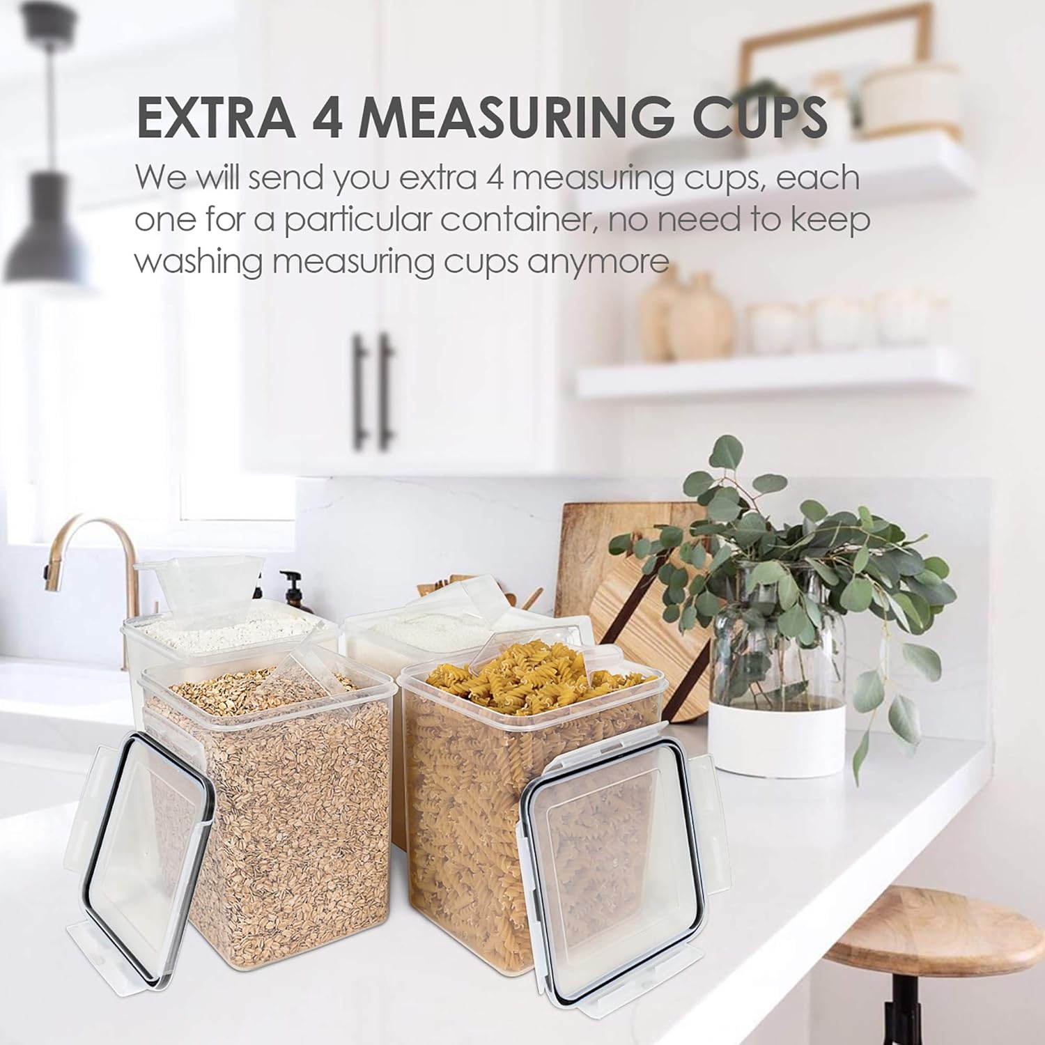 Vtopmart 4 PCS Large Food Storage Containers 5.2L / 175oz, 4 Pieces BPA Free Plastic Airtight