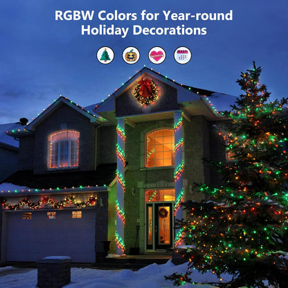 BrizLabs RGBW Christmas Lights, 98.5FT 300 LED Color Changing Halloween String Lights with Remote