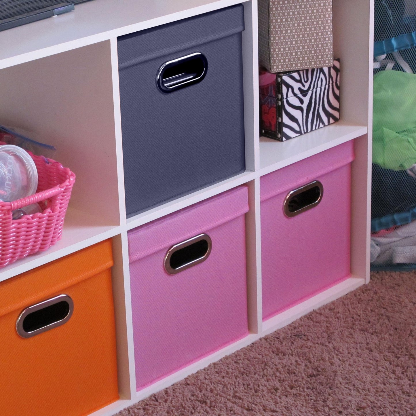 Household Essentials 33-1 Decorative Storage Cube Set with Removable Lids | Navy | 2-Pack