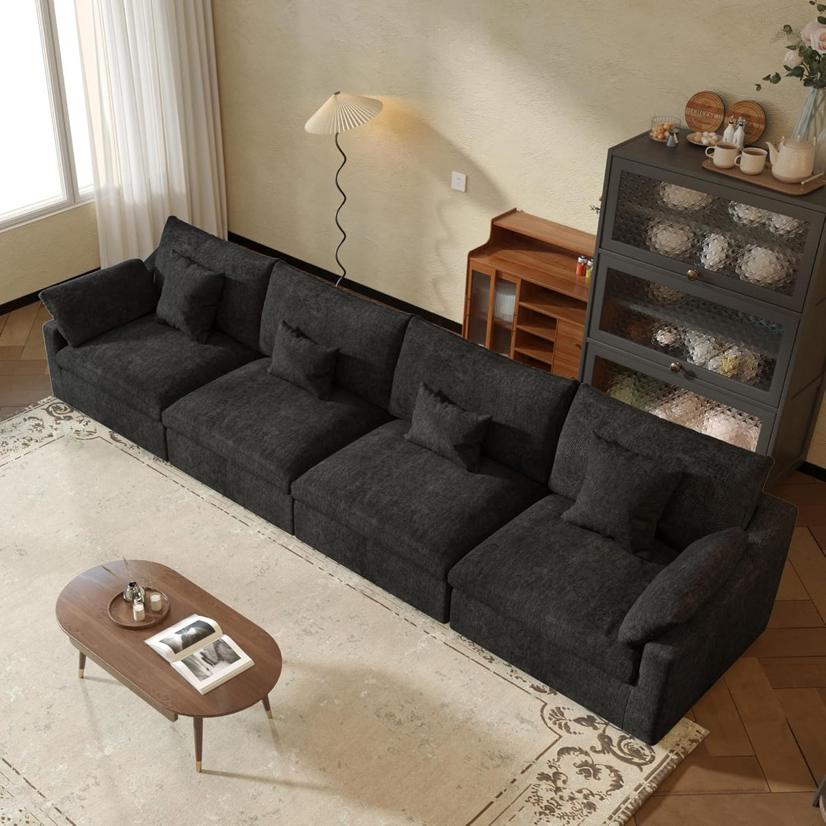 JACH Sectional Couches for Living Room, 4 Seater Cloud Sectional Couch with Deep Seat, Down Filled