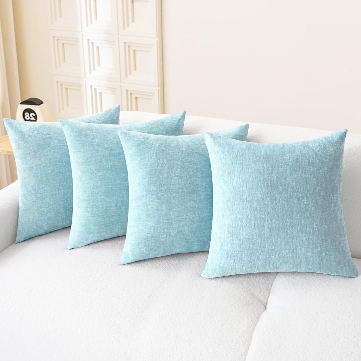 CaliTime Throw Pillow Covers Decorative 18 X 18 Inches Pack of 4 Cozy Chenille Cushion Cases for