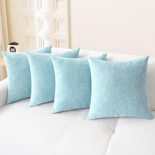 CaliTime Throw Pillow Covers Decorative 18 X 18 Inches Pack of 4 Cozy Chenille Cushion Cases for