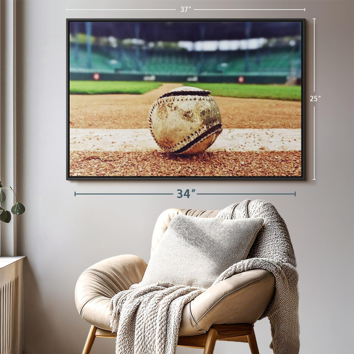 ElephantStock Baseball In Stadium Wall Art - Horizontal Framed Canvas - 1-Piece Living Room Wall