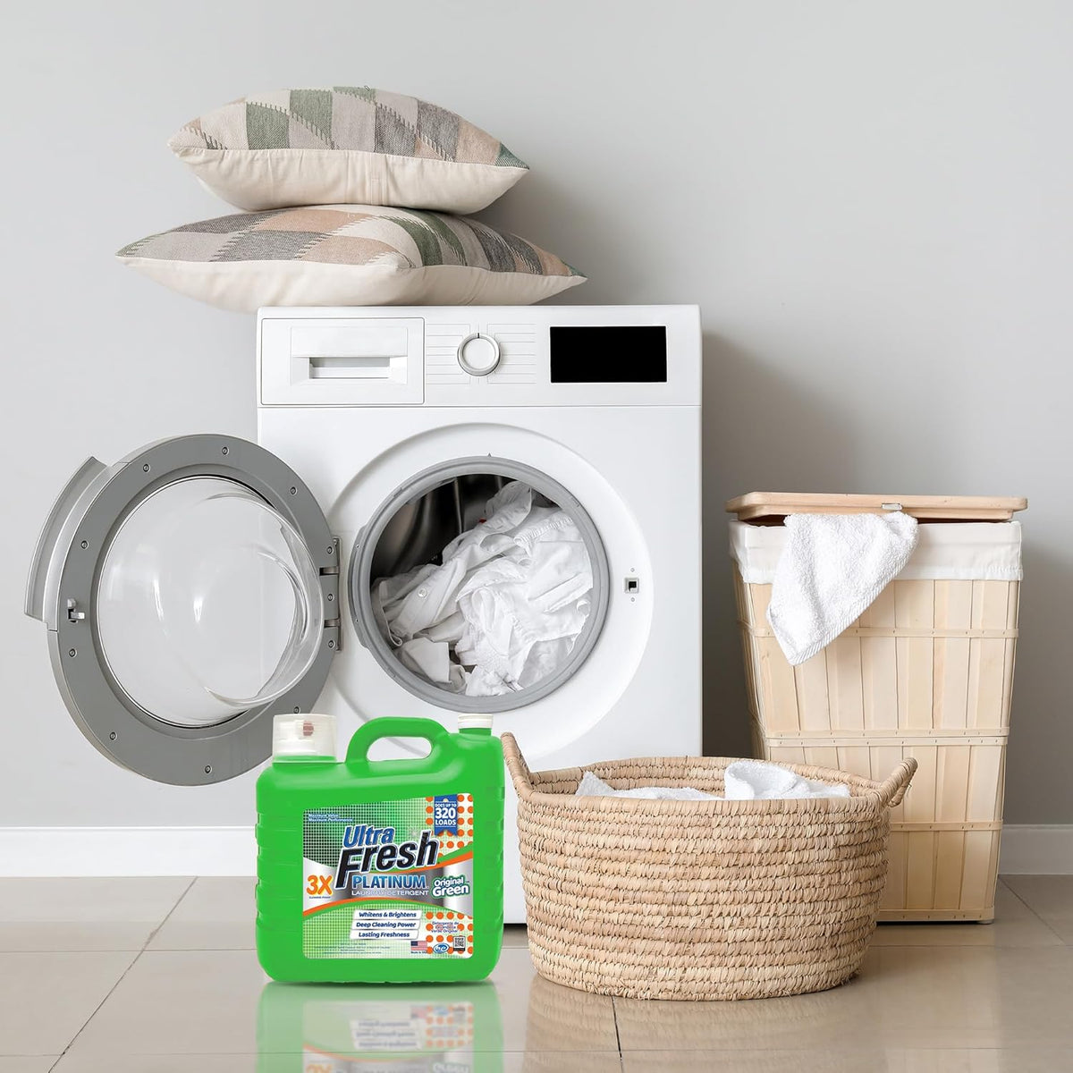 Ultra Fresh 2 Pack 3X Platinum Liquid Laundry Detergent up to 320 Loads, Original Green - Deep