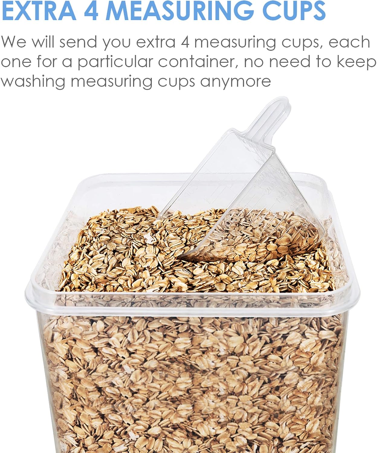 Vtopmart Extra Large Tall Airtight Food Storage Containers 4 Pieces 5.9qt / 6.5L-Plastic PBA Free