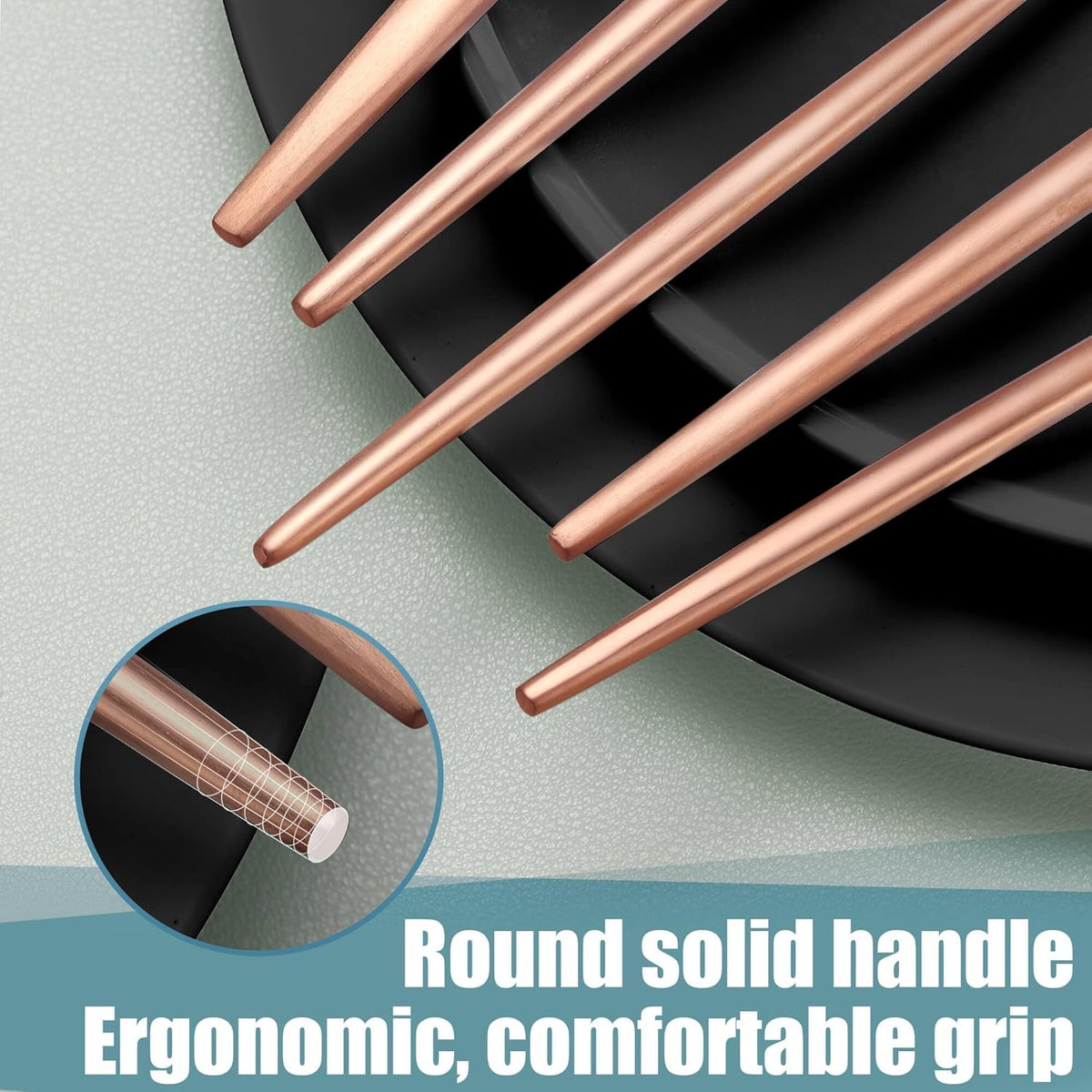 Matte Rose Gold Silverware Set for 4,Modern Stainless Steel Brushed Cutlery Set,20-Pieces Heavy