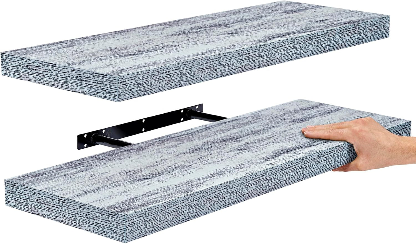 Sorbus Floating Shelves - 2 Pack 24 X 9 Inch Rustic Blue Wall Shelves for Bedroom, Kitchen, Living
