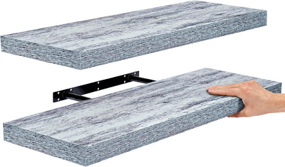 Sorbus Floating Shelves - 2 Pack 24 X 9 Inch Rustic Blue Wall Shelves for Bedroom, Kitchen, Living