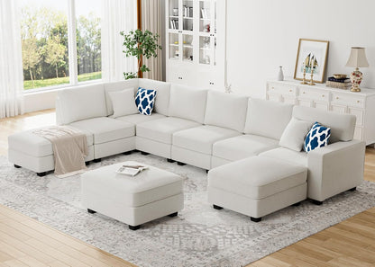L Lengend Vansen Modular Sectional Sofa U Shaped Couch with Ottoman Modern Reversible Corner