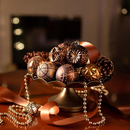Valery Madelyn Fall Ornaments for Christmas Trees, 16ct Bronze Copper Brown Gold Shatterproof Fall