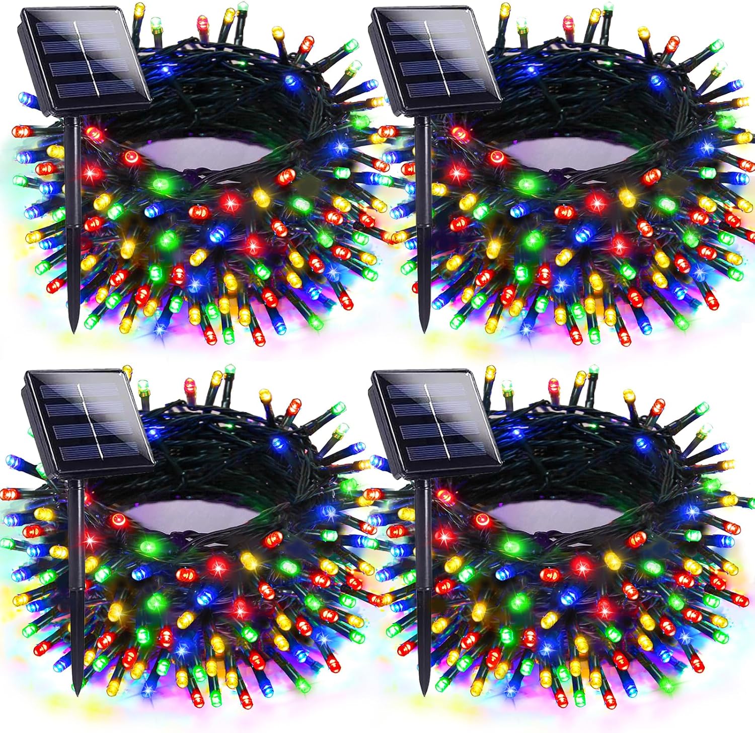 4pk Multi-Colored Solar Christmas Lights Outdoor Waterproof, 400 LED 132 FT Solar Powered LED