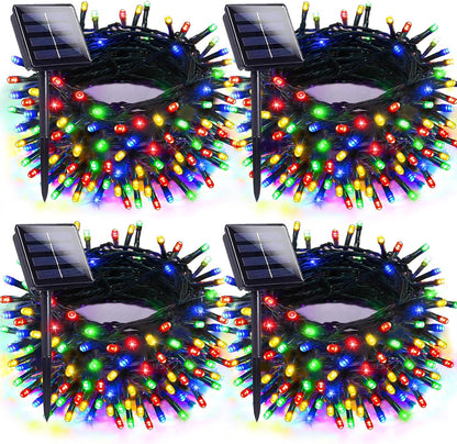 4pk Multi-Colored Solar Christmas Lights Outdoor Waterproof, 400 LED 132 FT Solar Powered LED