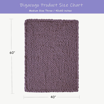 Bigacogo Chunky Knit Throw Blanket for Couch, 40x60 inches, 100% Hand Knitted with Thick Jumbo
