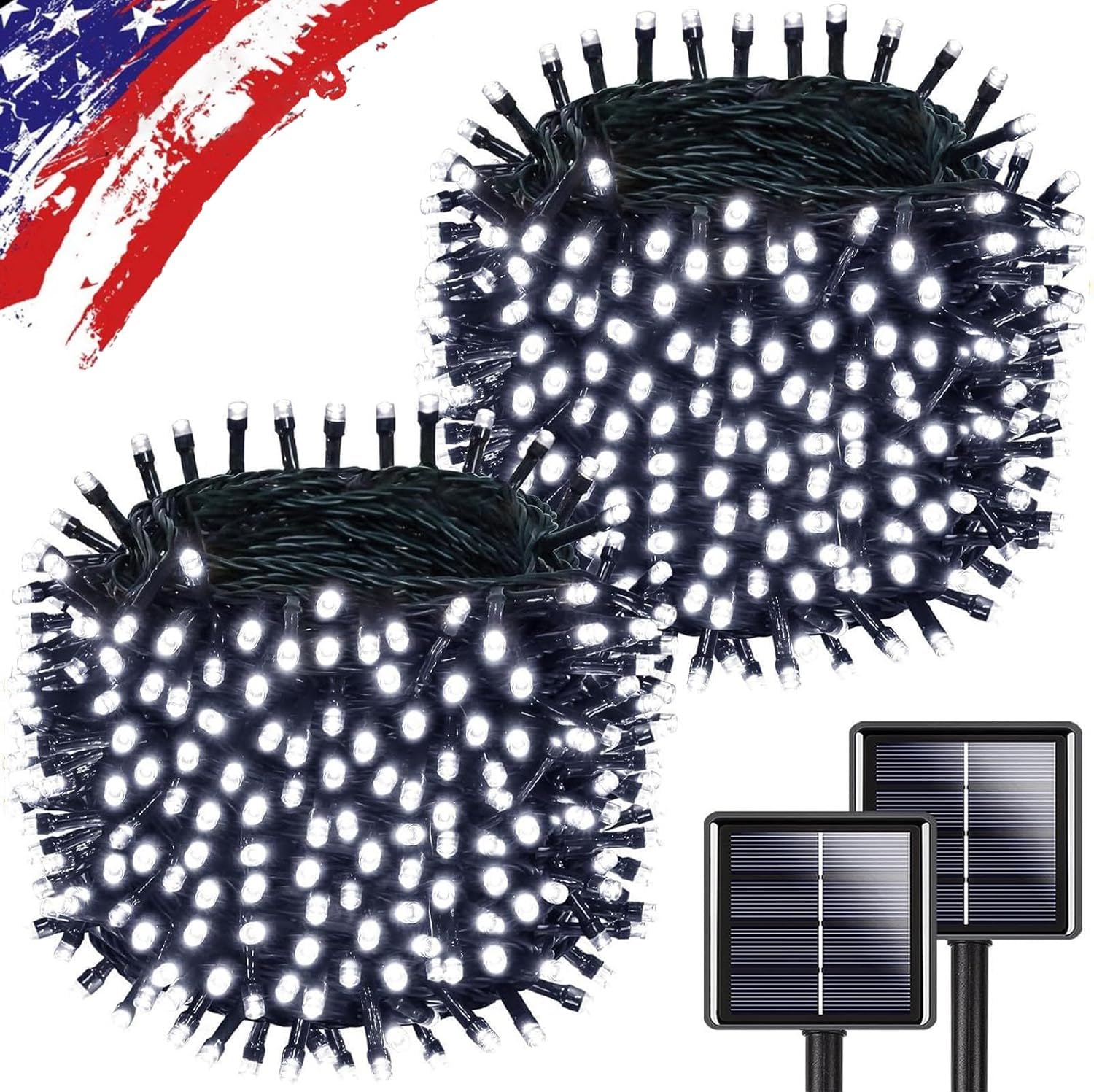 Upgrade Solar String Lights for Outside 2 Pack Total 180FT 500LED String Lights Outdoor with 8