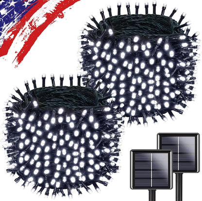 Upgrade Solar String Lights for Outside 2 Pack Total 180FT 500LED String Lights Outdoor with 8
