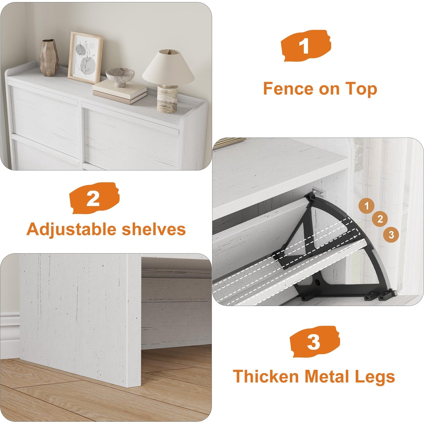 GarveeHome Shoe Cabinet with 4 Flip Drawers, Wooden Shoe Organizer Cabinet with Adjustable Shelf
