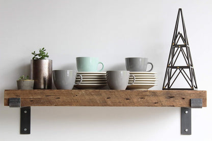 Urban Legacy Reclaimed Barn Beam Deep Shelves | Deep Shelves with Brackets Included, Set of 2 |