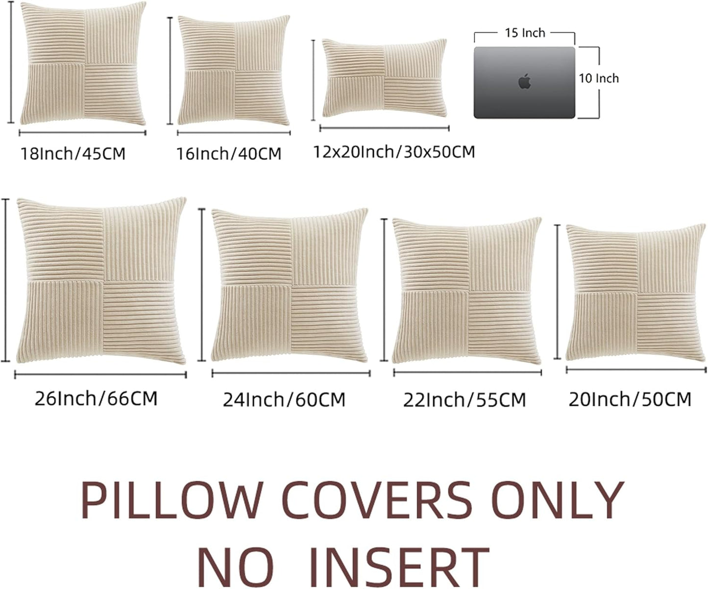 Fancy Homi 2 Packs Tan Big Decorative Throw Pillow Covers 24x24 Inch for Living Room Couch Bed