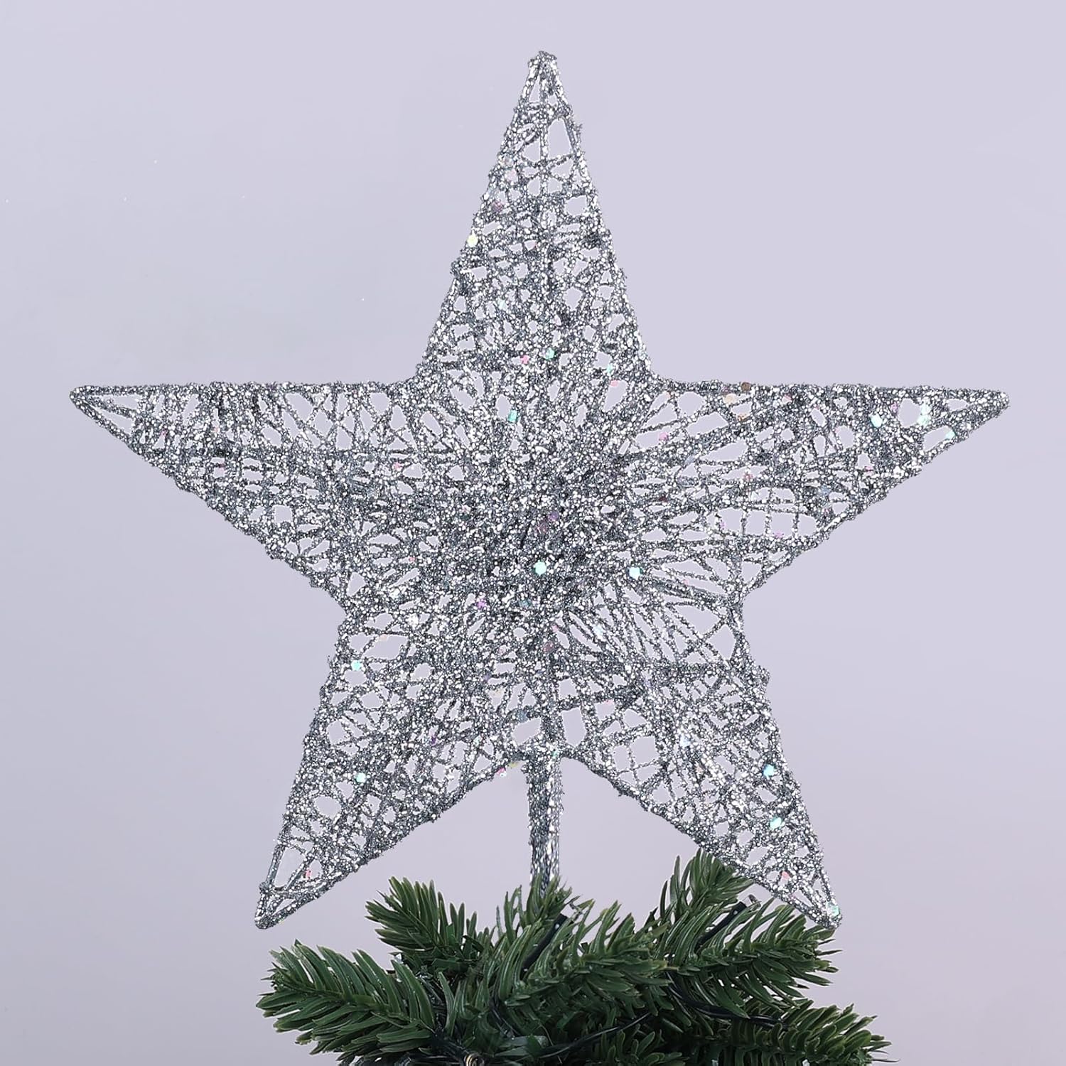 Christmas Tree Topper, hogardeck Sliver 5-Pointed Star Tree Topper for Christmas Decor, Tree
