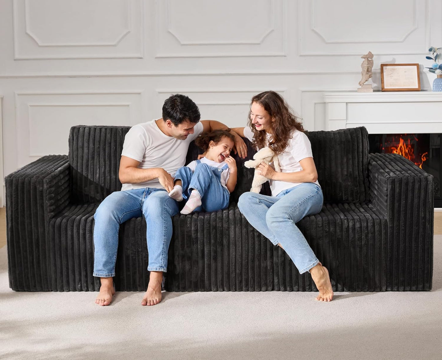Modular Sectional Sofa 3-Seater Modular Couch with Deep Seat Memory Foam Cloud Chair with Pillows