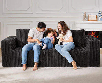 Modular Sectional Sofa 3-Seater Modular Couch with Deep Seat Memory Foam Cloud Chair with Pillows