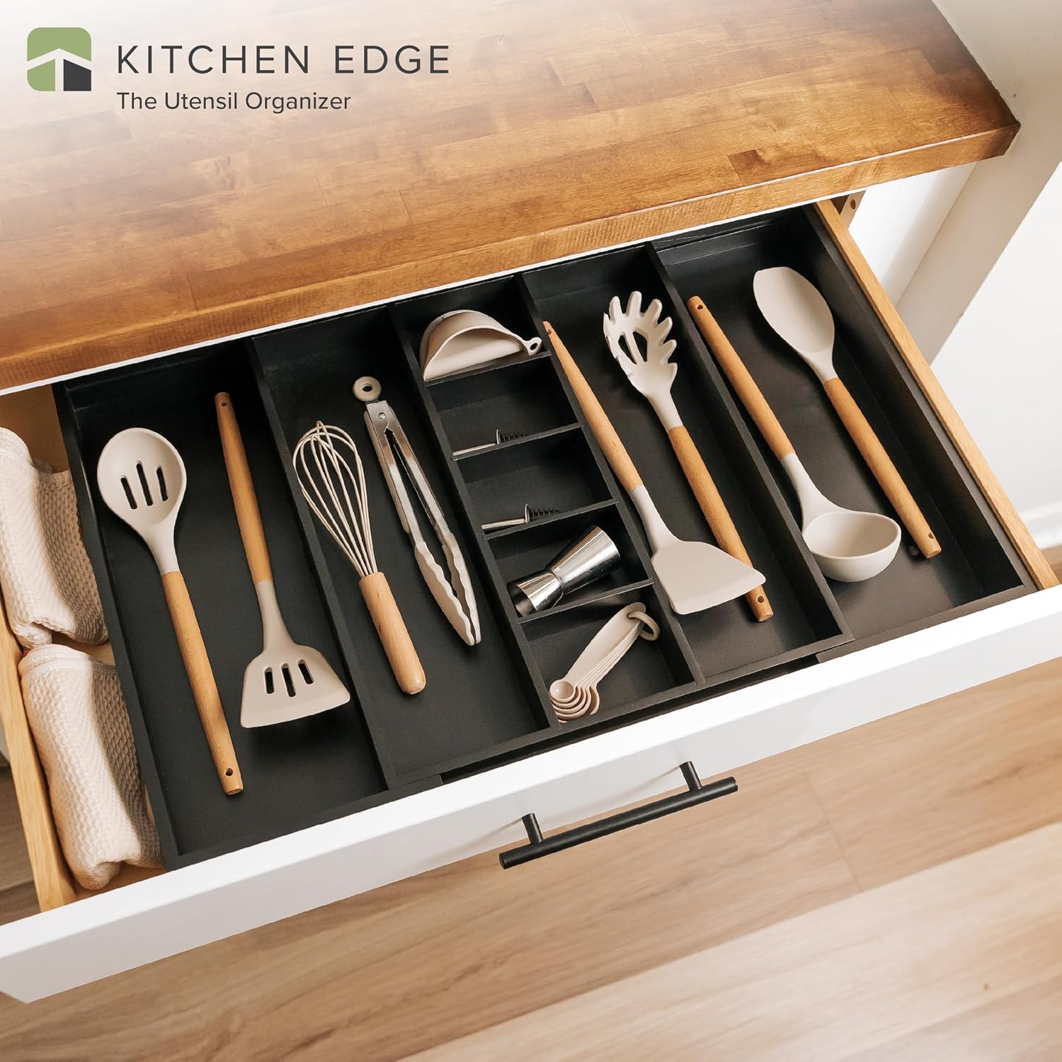 Adjustable Kitchen Drawer Organizer for Utensils and Junk, Food-Safe Contract Grade with 100%