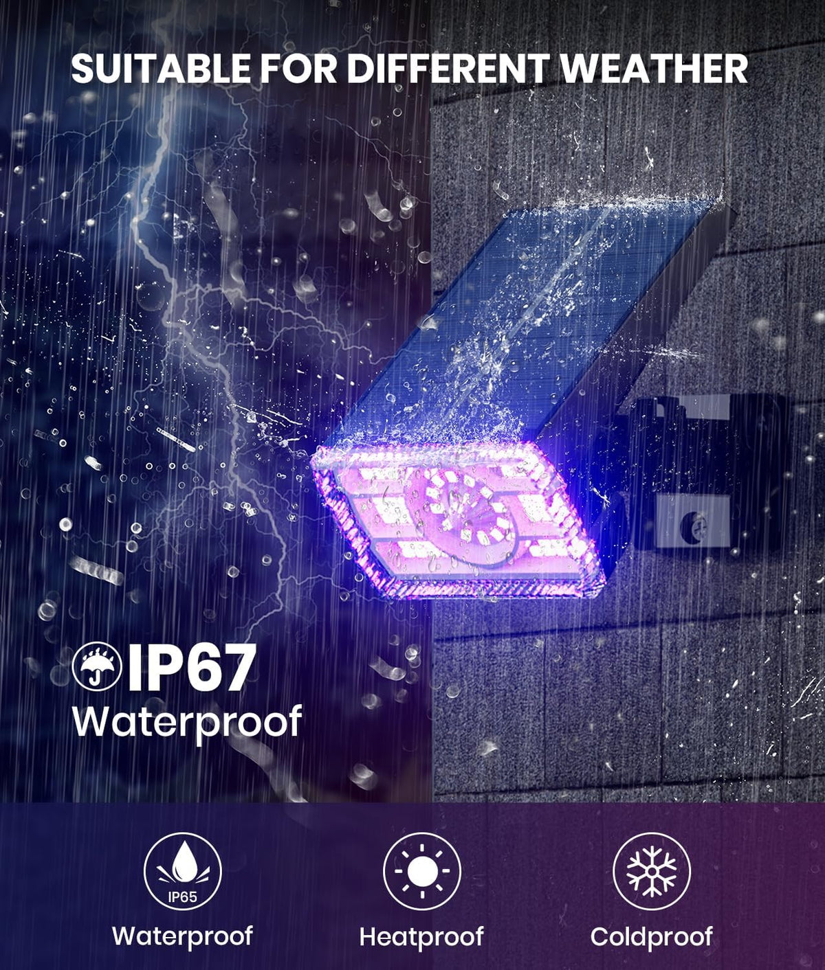 Solar Spot Lights Outdoor 2-Pack Multicolor IP65 Waterproof RGB - 6 Colors, 2 Modes, 105°