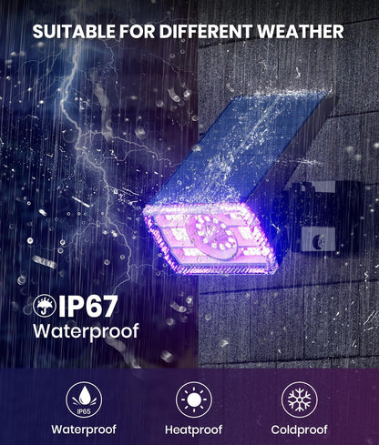 Solar Spot Lights Outdoor 2-Pack Multicolor IP65 Waterproof RGB - 6 Colors, 2 Modes, 105°