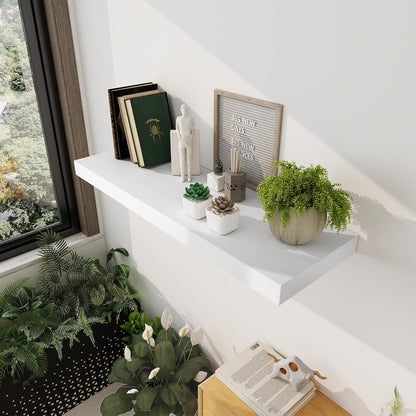 White Floating Shelves 36 Inch Long, 12 Inch Deep Floating Shelves for Wall, 36 x 12 Shelves for