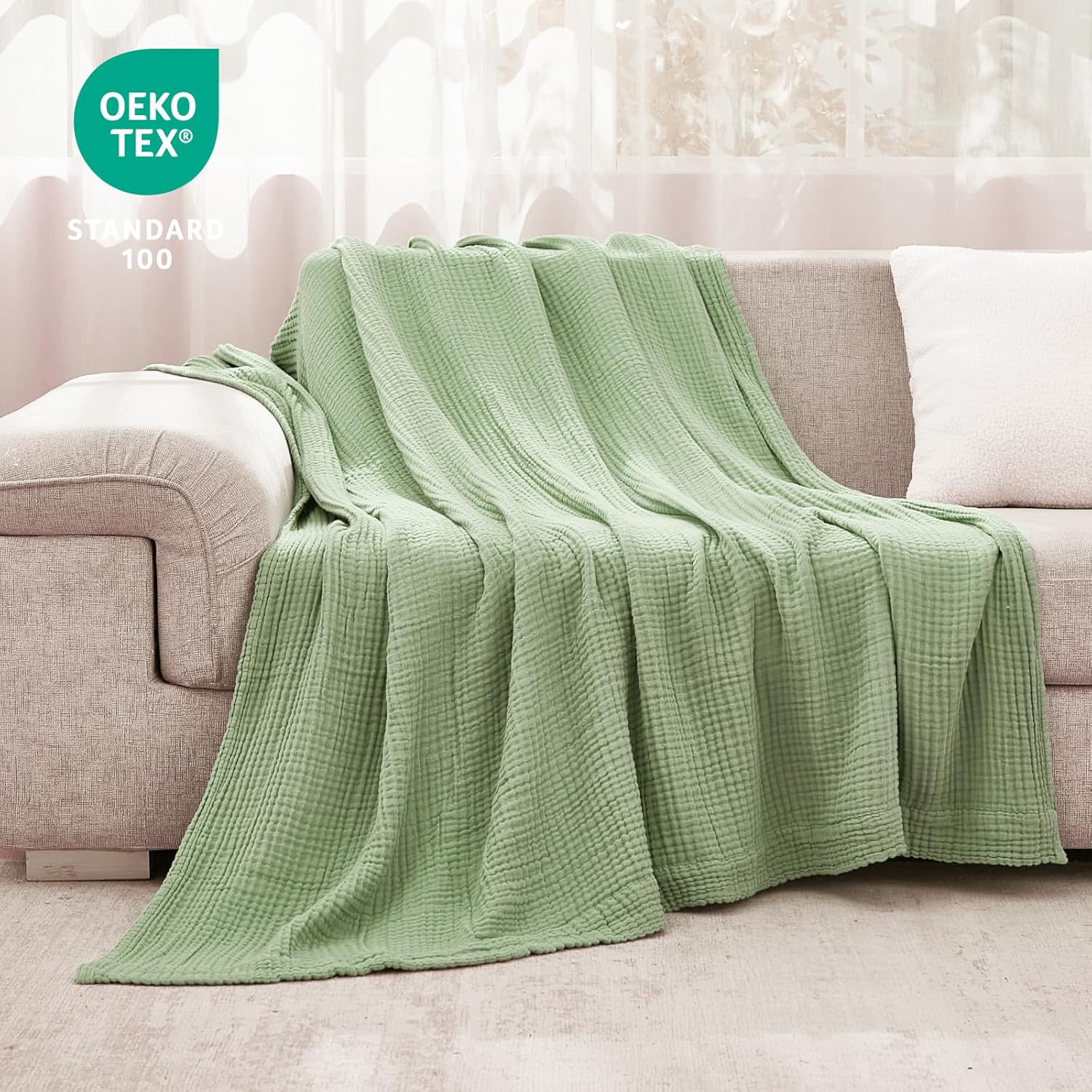 EMME Cotton Blanket Twin XL for Bed Soft Muslin Blankets 66"x90" Lightweight Breathable Layering