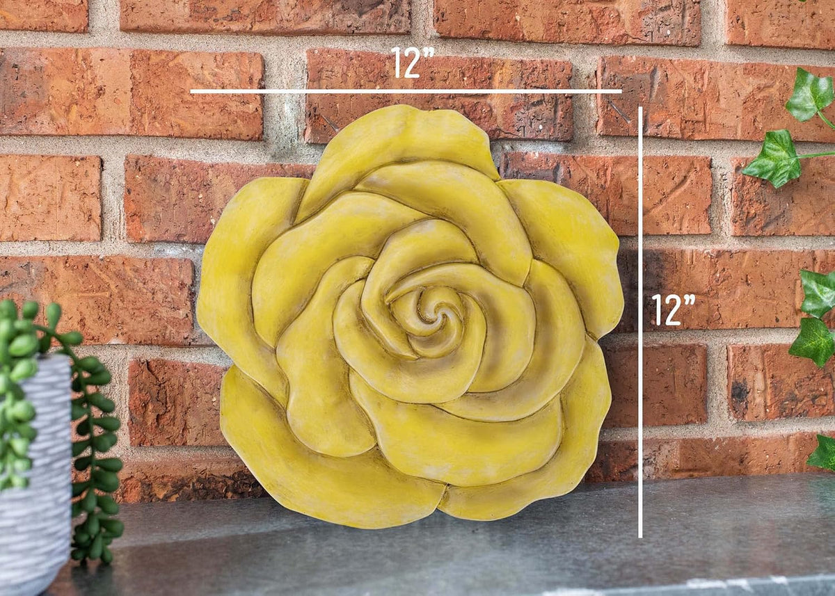 NAT & Jules Rose Flower Shaped Dimensional Indoor Outdoor 12 inch Cast Resin Decorative Garden