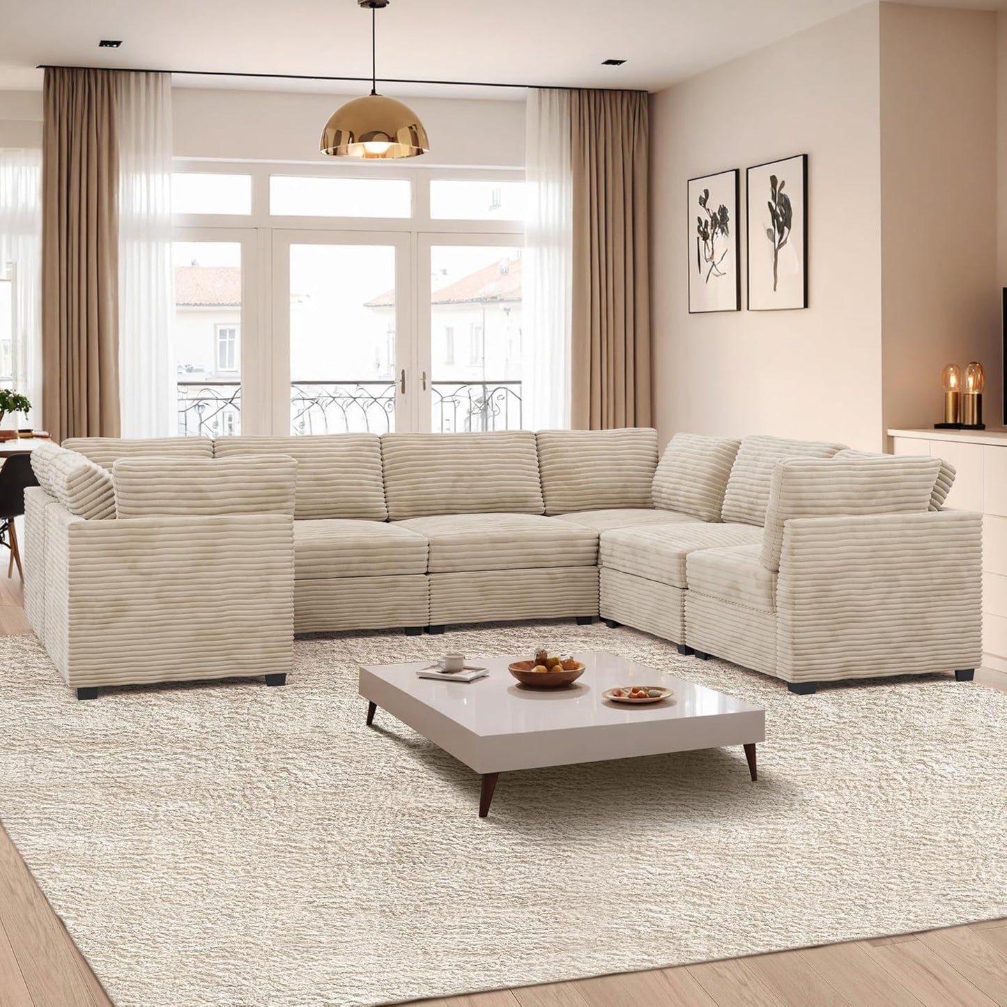 ovios Sectional Sofa Couch with U-Shape Chaise Oversized, Comfy Modular Cloud Couches with Deep