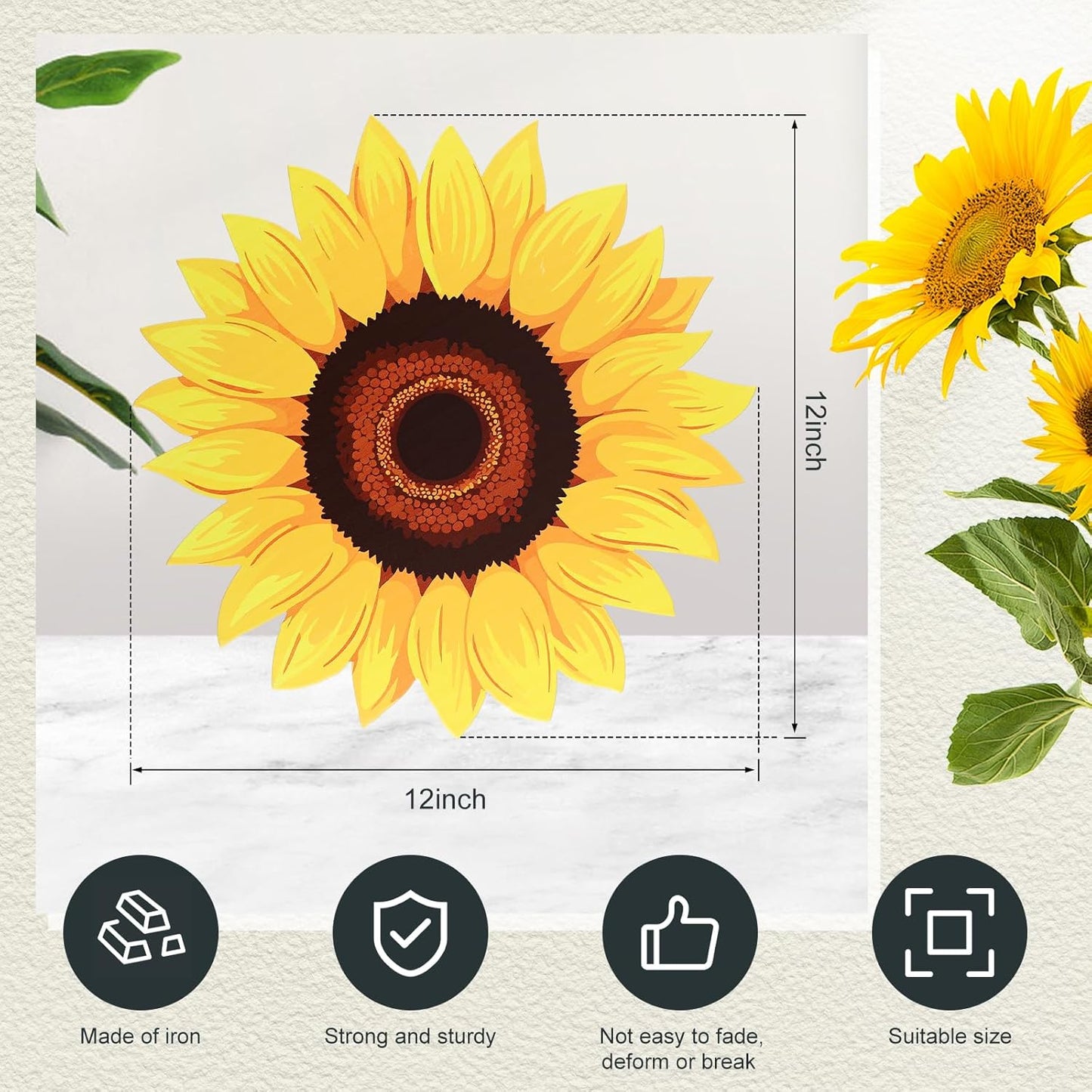 Tandefio 3 Pcs Sunflower Stepping Stones 12 Inch Iron Pavers for Garden Walkway Decorative