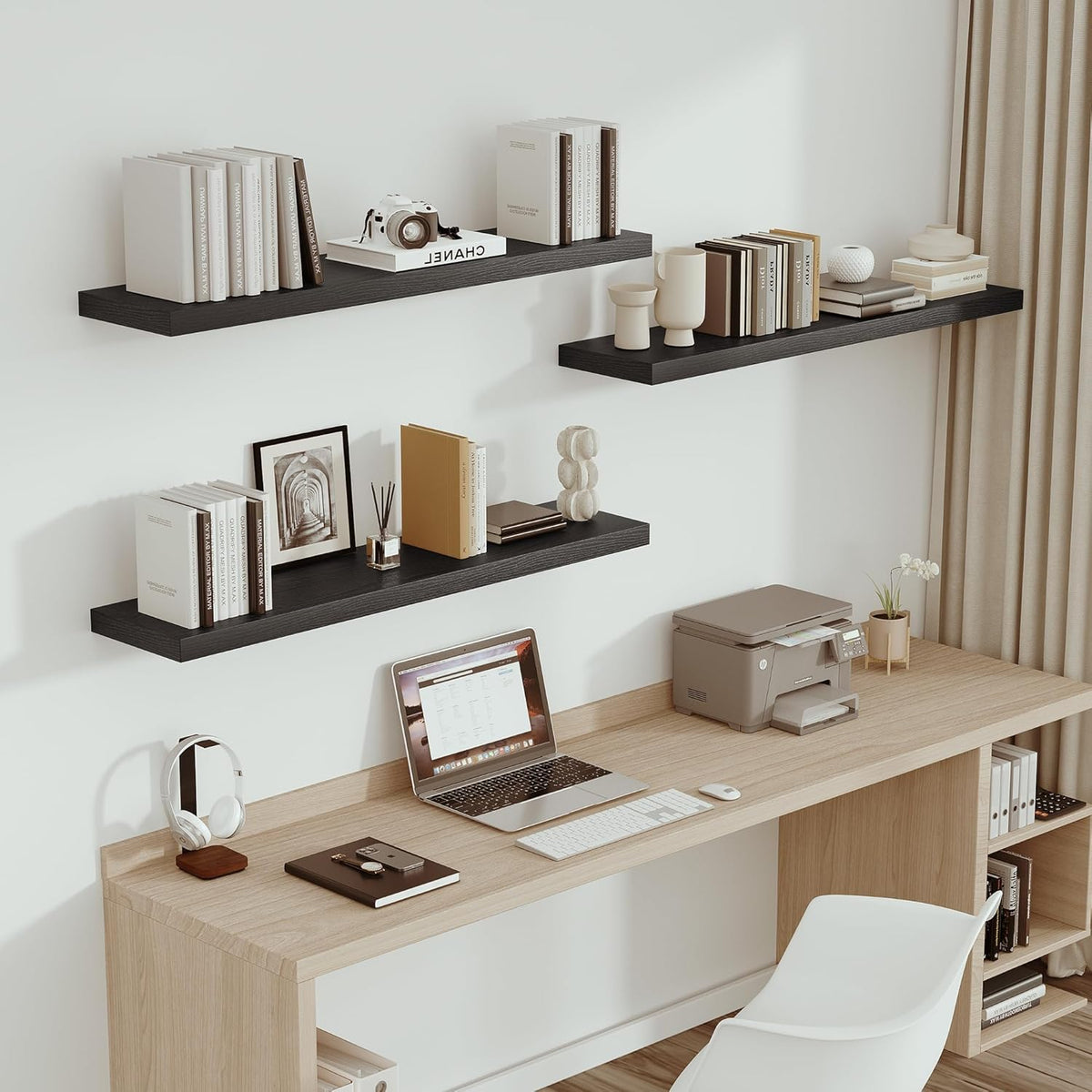 Single Floating Shelves 48 Inches, 48 x 10 inch Deep x 1.8 in Thick, Long Wall Shelves Heavy Duty