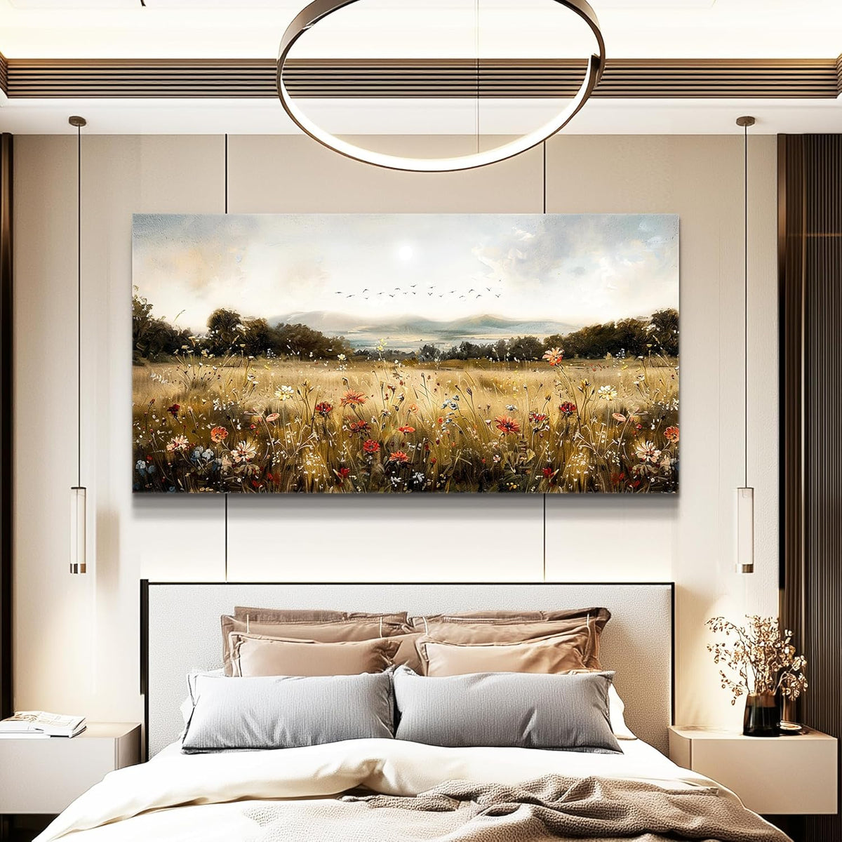 KELIYUAN Modern Canvas Print Wall Art Vintage Home Decorlawn Painting With Floral Wall Art