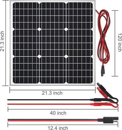 SOLPERK Solar Panel Kit 50W 12V, Solar Battery Trickle Charger Maintainer with Upgrade Waterproof