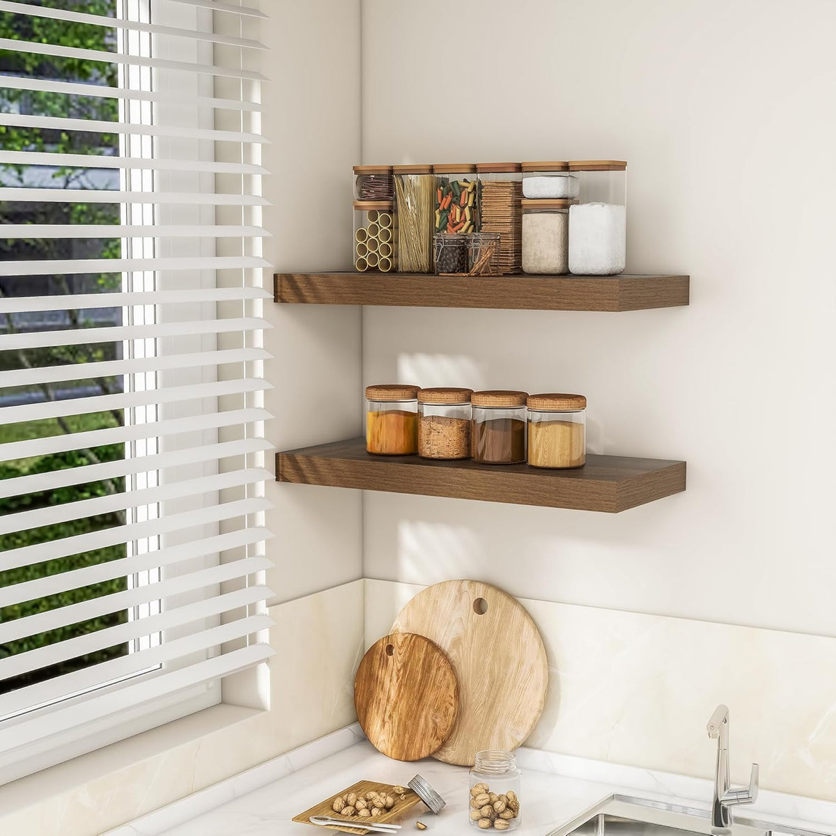RICHFOCUS 24Inch Floating Shelves for Wall 2 Pack Shelves for Bedroom|Kitchen|Bathroom Wall Mounted
