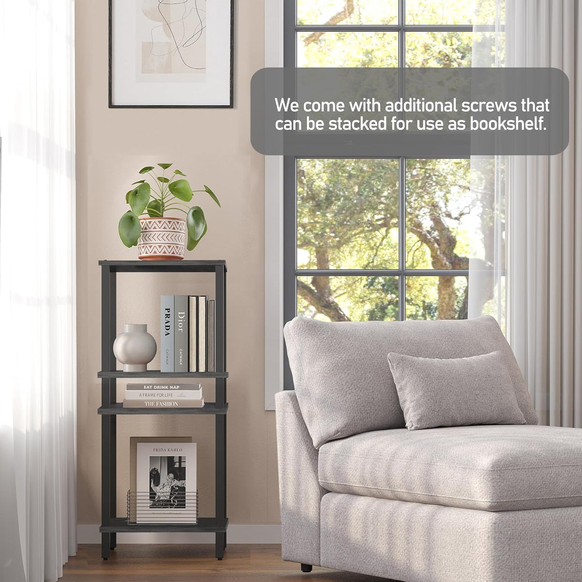 TUTOTAK End Table with Charging Station, Small Side Table with Outlets, Nightstand Bedside Table