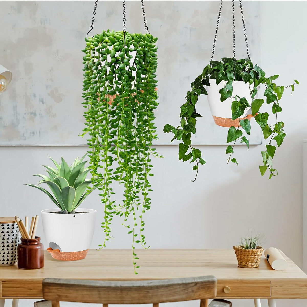 GARDIFE Hanging Planter, 8 inch Hanging planters for Indoor. Outdoor Plants, Self Watering Plant