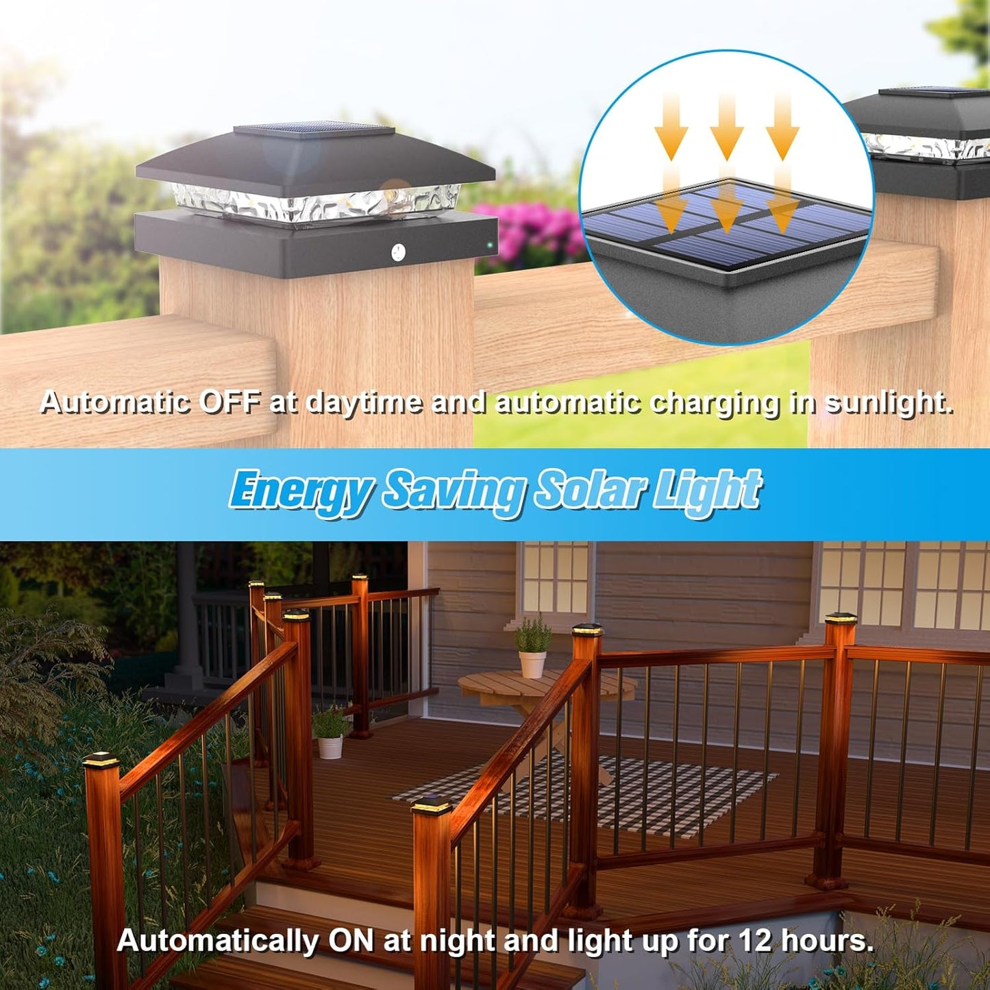VOLISUN 4x4 Solar Post Cap Light 16pack,Solar Fence - Post Lights Outdoor Waterproof for