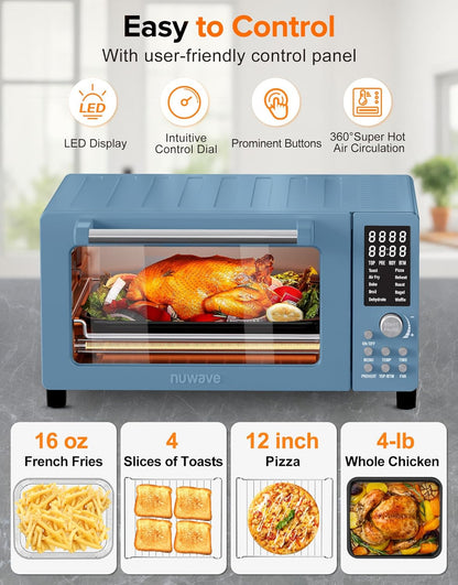 Nuwave Bravo Pro Smart Air Fryer Toaster Oven Combo, Airfryer Convection Oven Countertop, 10-in-1