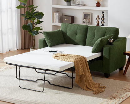 Pull Out Sofa Bed, Full Size Sleeper Sofa, 2-in-1 Convertible Corduroy Couch with USB Charging