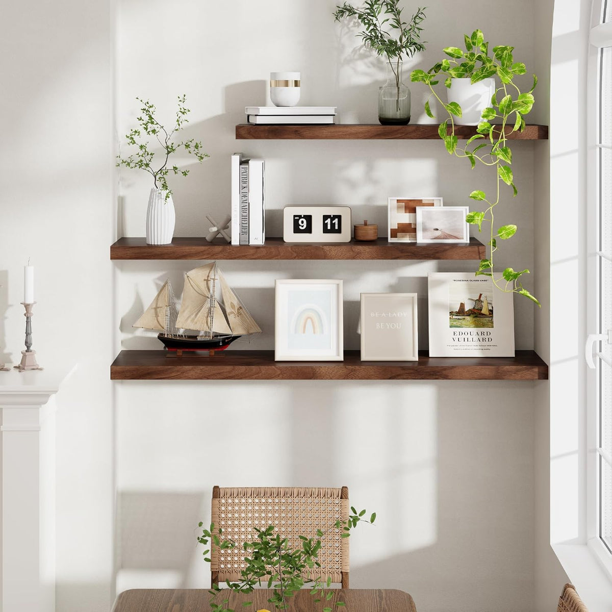 55 Inch Floating Shelves Set of 2, Rustic 55 x 9 Floating Shelf for Wall, 9 Inch Deep Wall Shelves