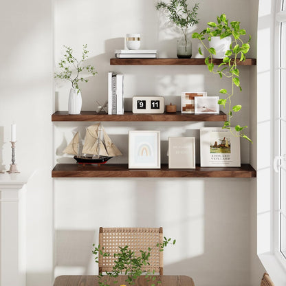 40 Inch Floating Shelvese, 40" W x 9" D Floating Shelf Set of 2, Farmhouse Wood Wall Shelves for