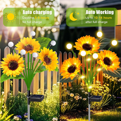 TEDOF Solar Sunflowers & Firefly Lights Solar Outdoor Waterproof - All Weather Sway Lights for