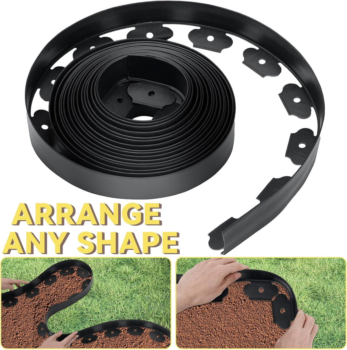 GOTGELIF No Dig Landscape Edging Border, 2'' Tall 40FT Garden Edging Kit with 60pcs Anchoring